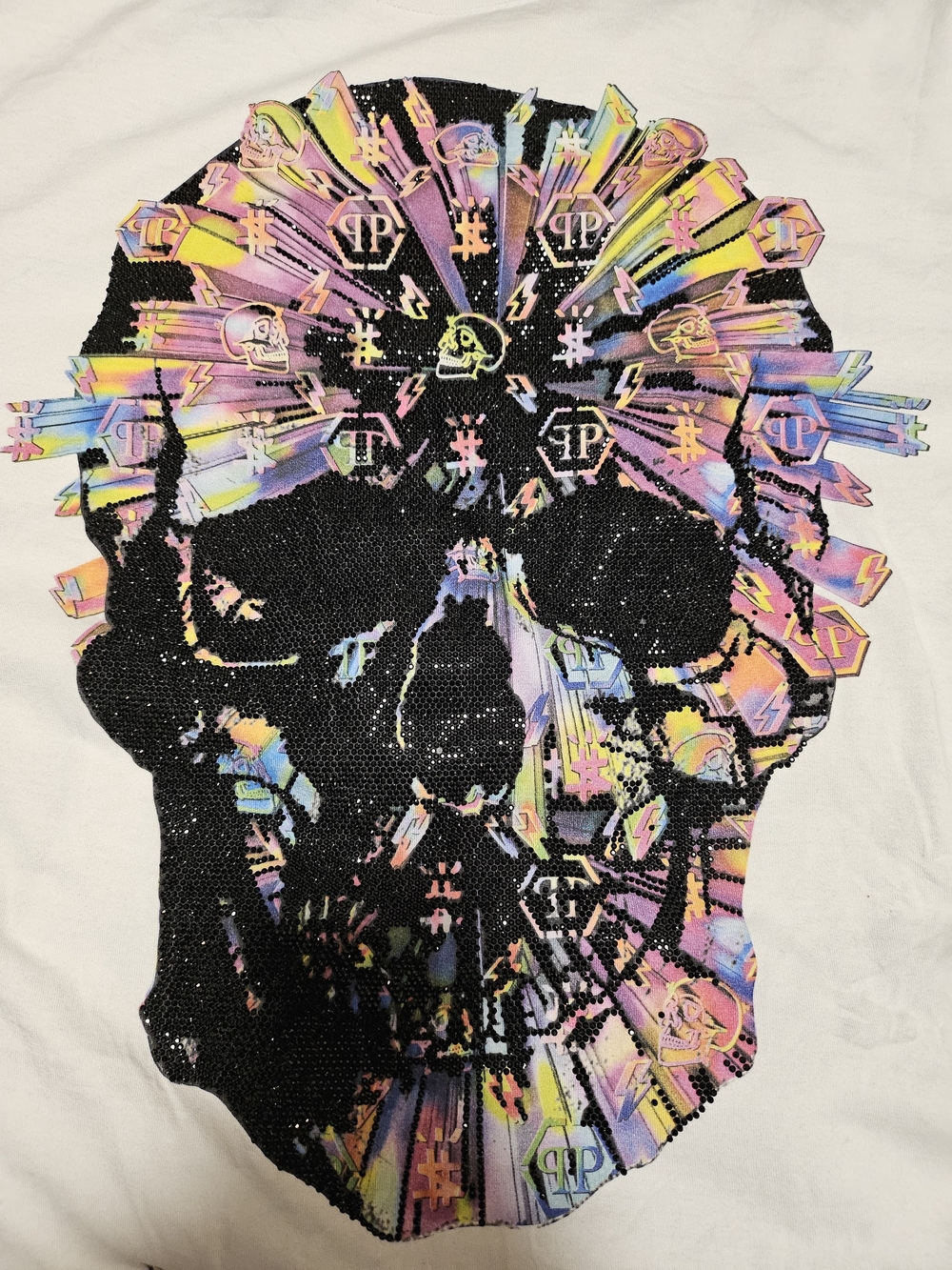Philipp Plein Multicolor Skull Swavorski Crystal Short Sleeve Tee
